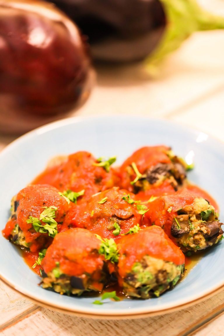 Eggplant Meatballs with Easy Marinara Sauce